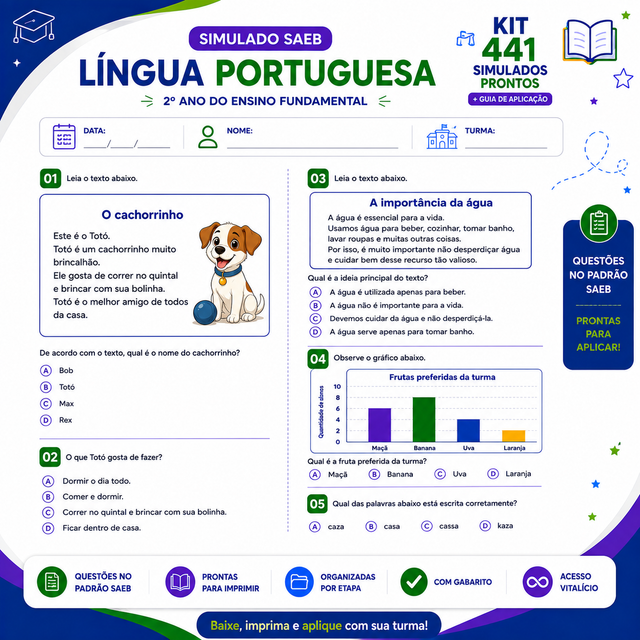 Página de questões de um simulado em PDF A4